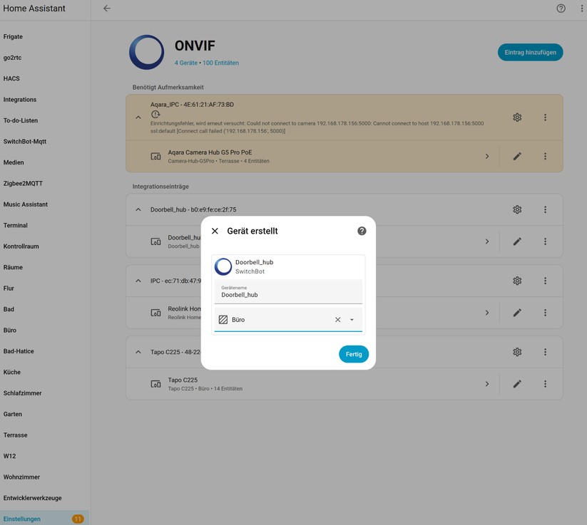 In Home Assistant lässt sich aktuell nur der Videostream der Kamera einbinden.