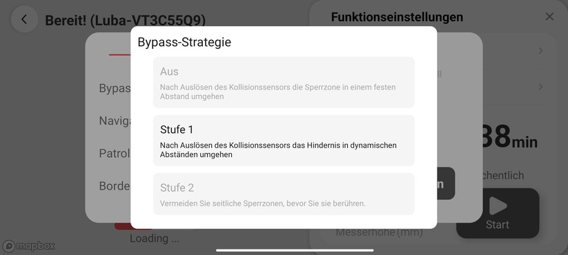 App des Mammotion Luba AWD 3000
