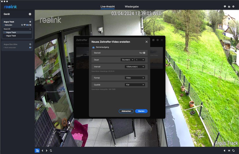 Reolink Argus Track: Konfiguration mit Desktop-App
