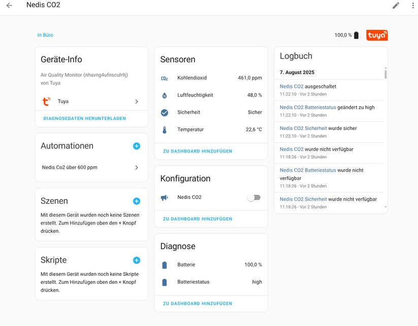 Nedis Smart Life Luftqualitätsmonitor: Integration in Home Assistant