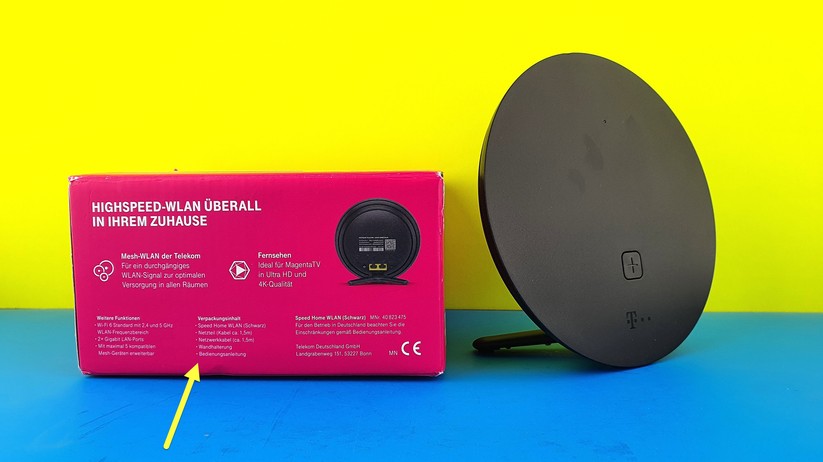 Lieferumfang laut Verpackung: 1x WLAN-Funker, 1x Netzteil, 1x LAN-Kabel, 1x Wandhalterung, 1x Handbüchlein.