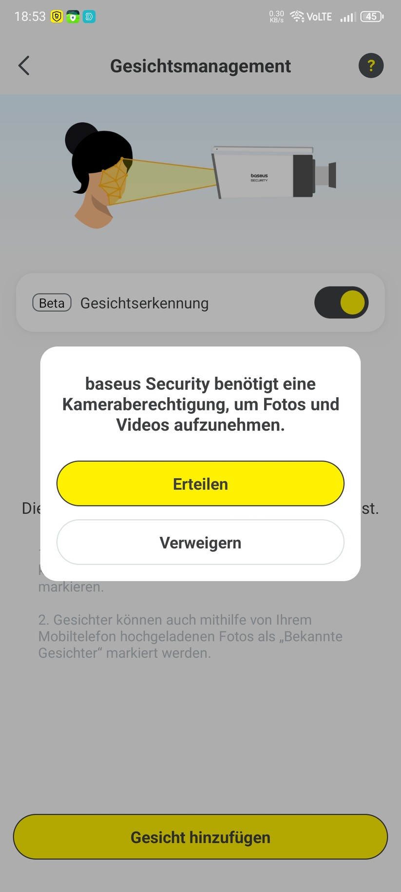 Die Inbetriebnahme der Überwachungskamera erfolgt mit der App Baseus Security