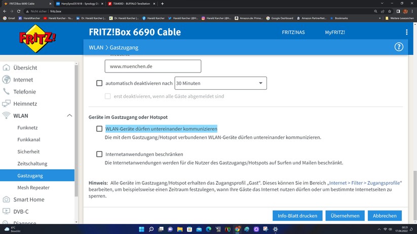 Fritzbox 6690 Cable - Konfiguration 