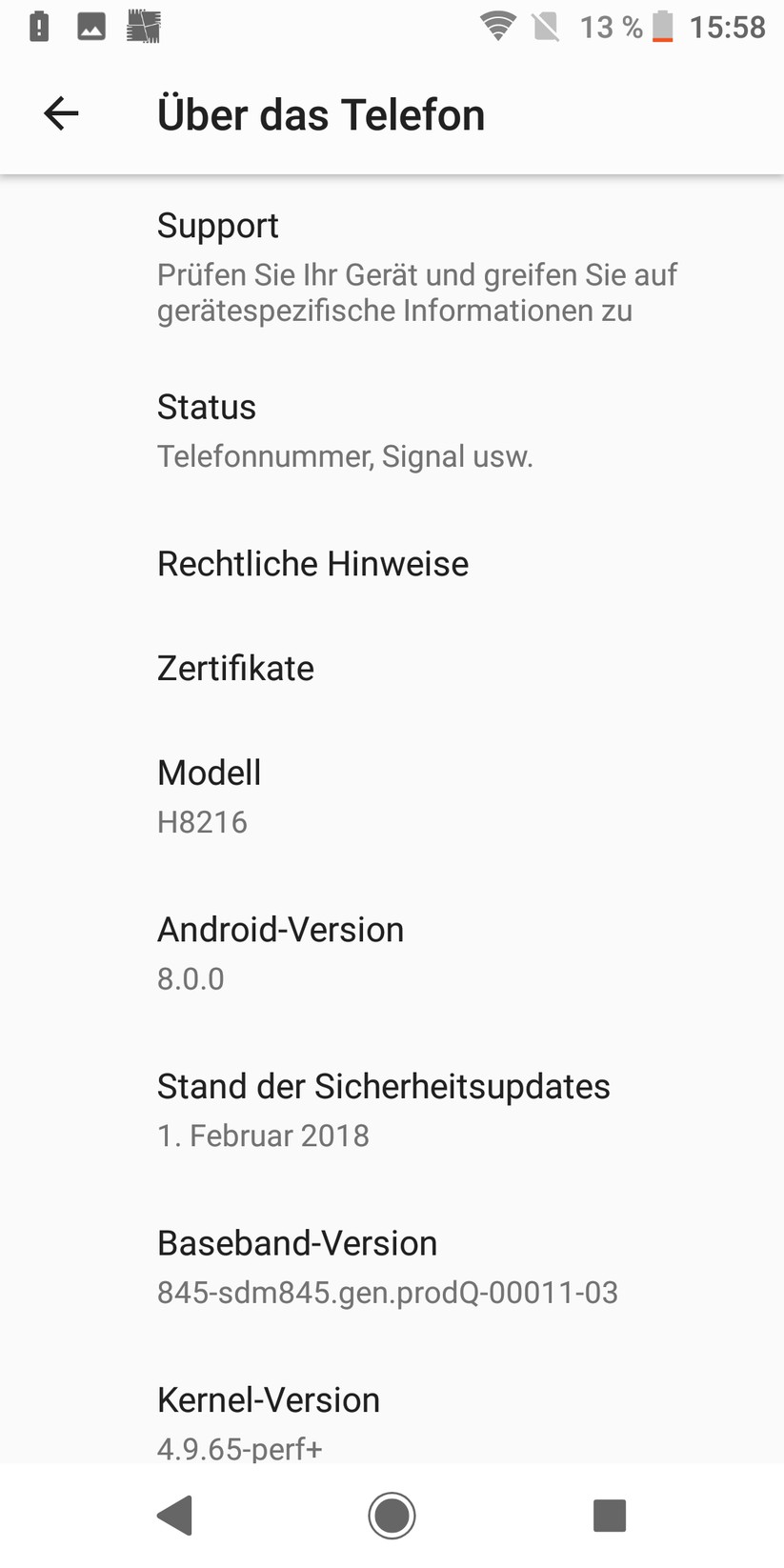 Informationen über das Smartphone