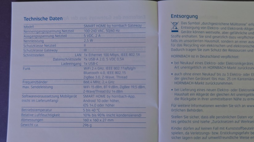 Smart Home by Hornbach Gateway V2: Zigbee, Z-Wave & Matter 