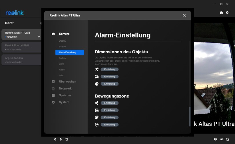 Desktop-Anwendung für Reolink Altas PT Ultra: PTZ-Überwachungskamera mit 4K, Wi-Fi 6, Akku, farbiger Nachtsicht und kontinuierlicher Aufnahme