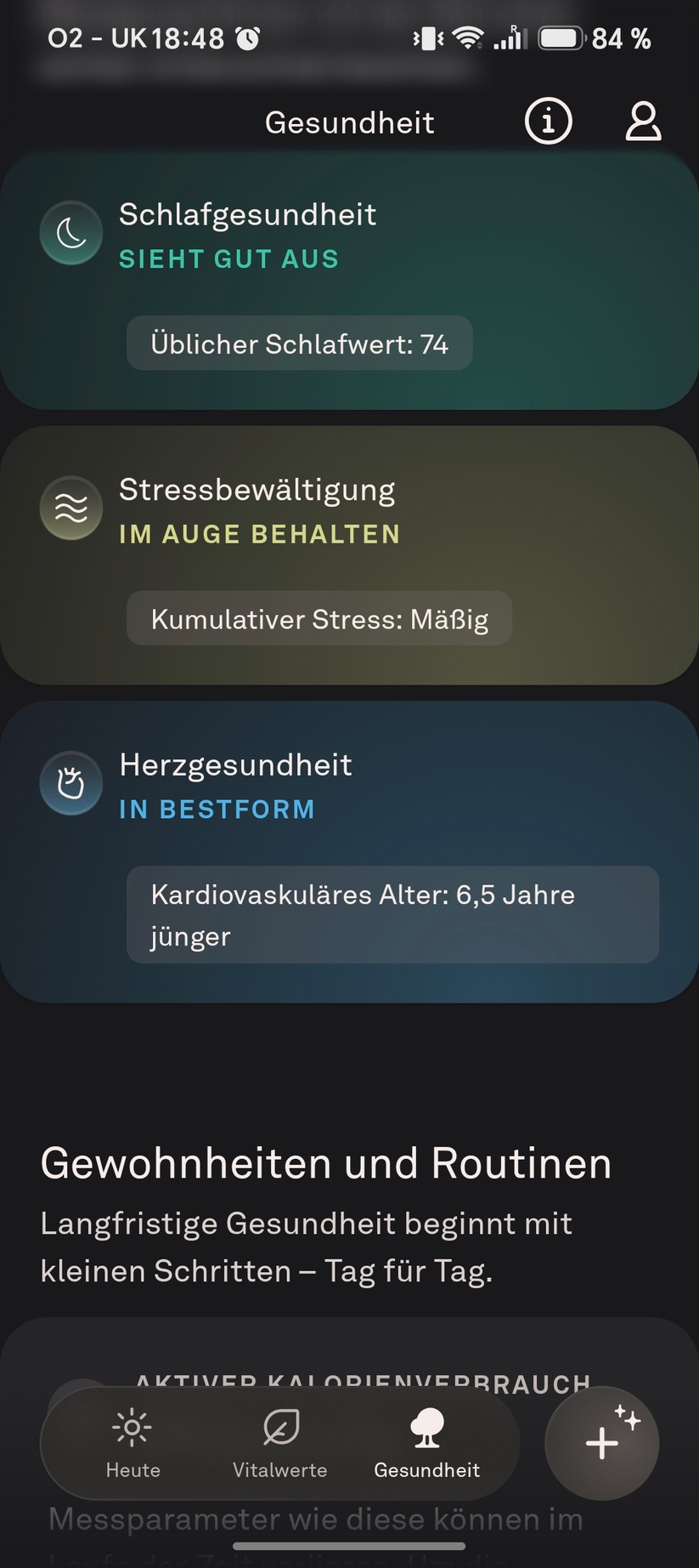 Oura Ring 5: App-Screenshots