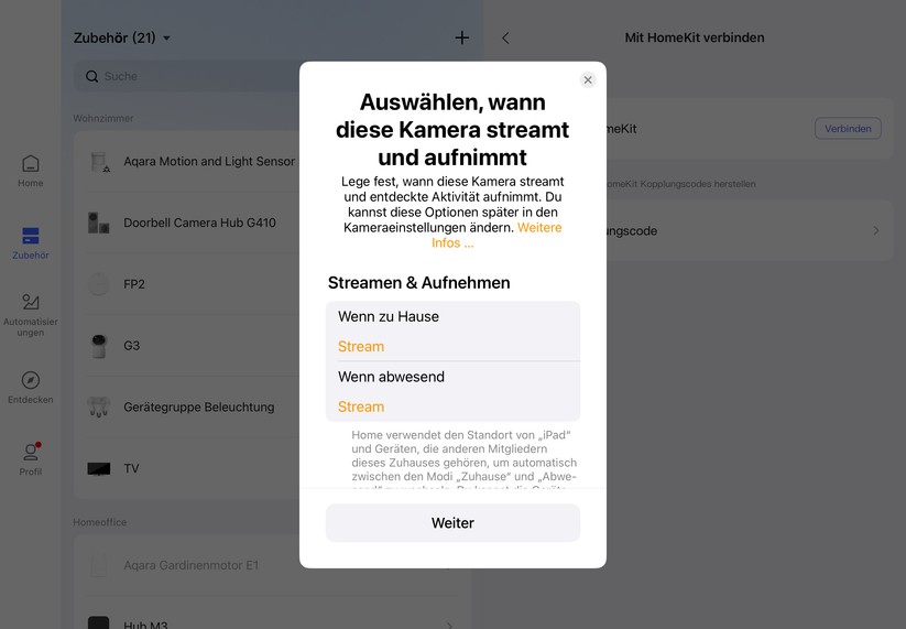 Der Aqara Camera Hub G410 ist kompatibel mit Homekit Secure Video. Damit lässt sich nicht nur der Livestream der Video-Türklingel betrachten, sondern auch der Bewegungssensor für Automatisierungen nutzen.