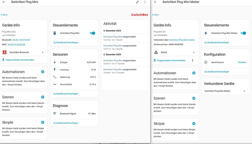 Wer Switchbot-Geräte in Home Assistant integrieren möchte, verwendet statt Matter besser die Bluetooth-Integration, weil damit mehr Gerätefunktionen zur Verfügung stehen.