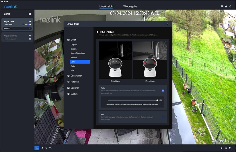 Reolink Argus Track: Konfiguration mit Desktop-App