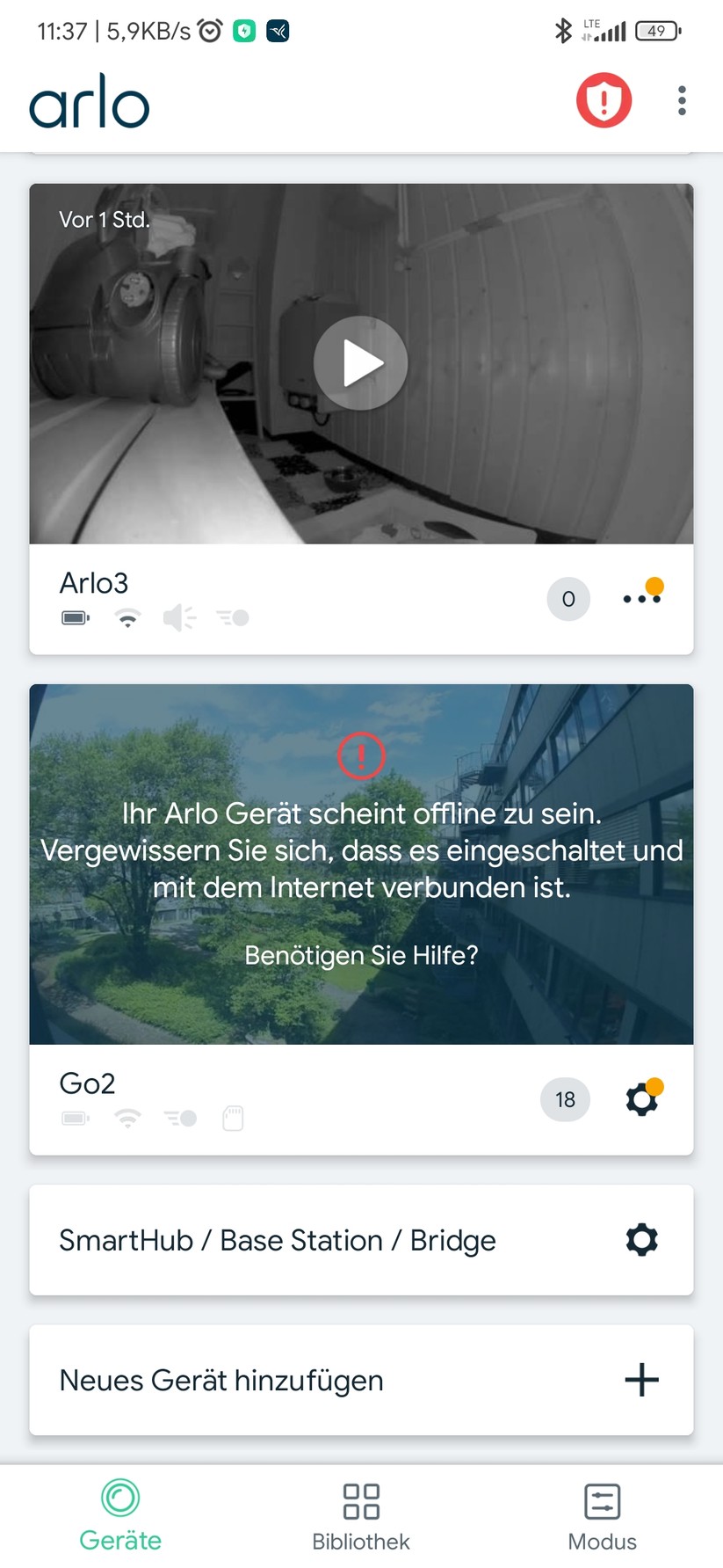 Leider hat die Arlo Go 2 im Test Probleme, die Verbindung zu halten.
