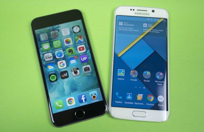 Beim iPhone 6s gibt es ein 4,7 Zoll Display, beim Galaxy S6 edge sind's 5,1 Zoll