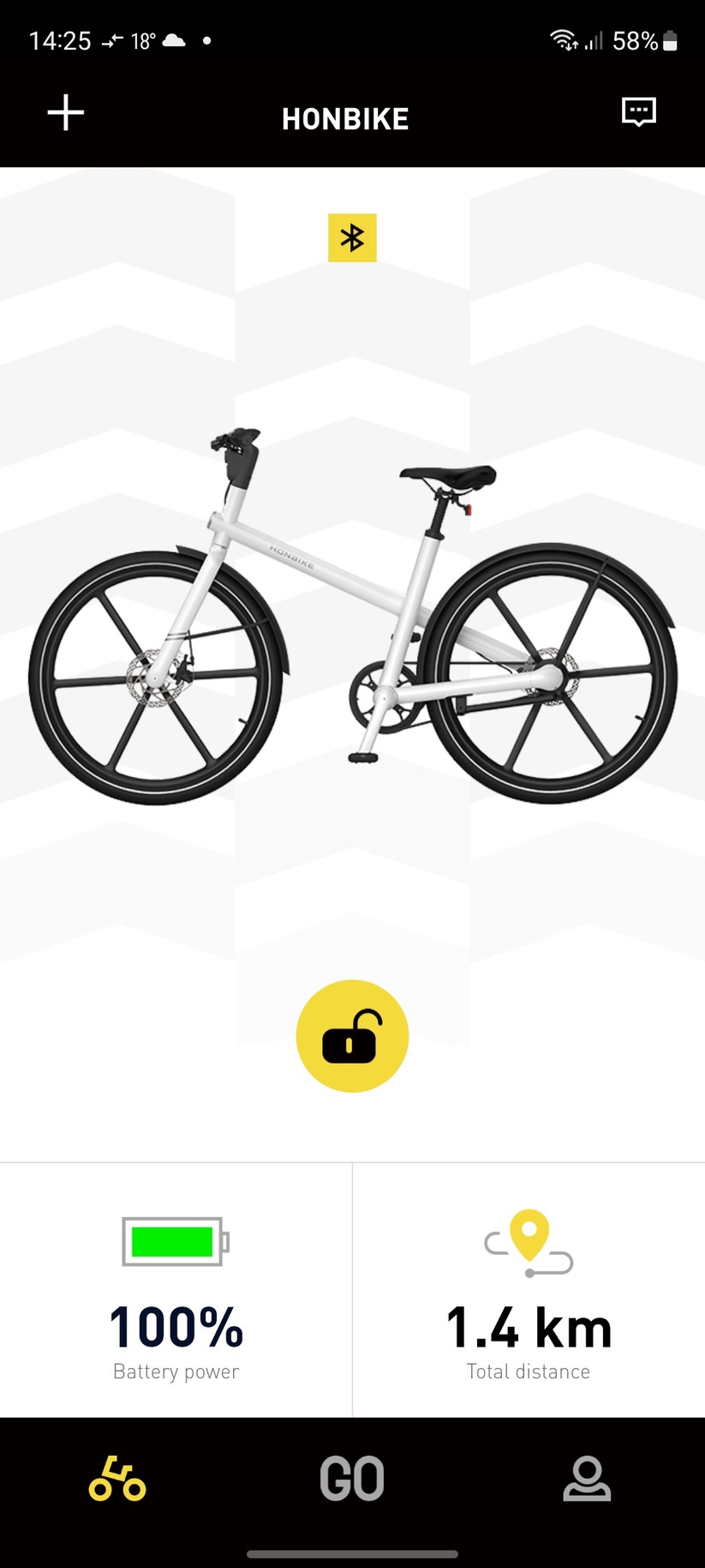 Honbike Uni 4: Mit der App kann man das E-Bike abschließen.