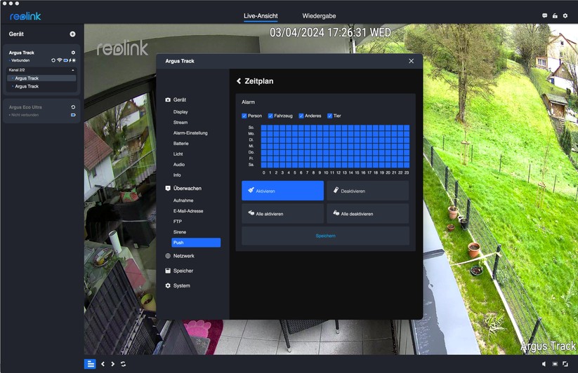 Reolink Argus Track: Konfiguration mit Desktop-App