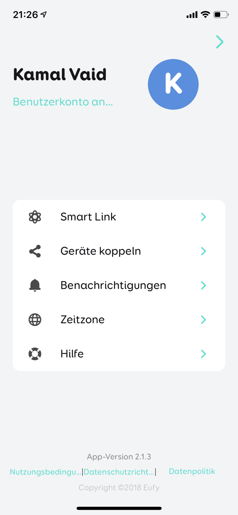 Einstellungen für Alexa, Google Home und Zugriffsberechtigung
