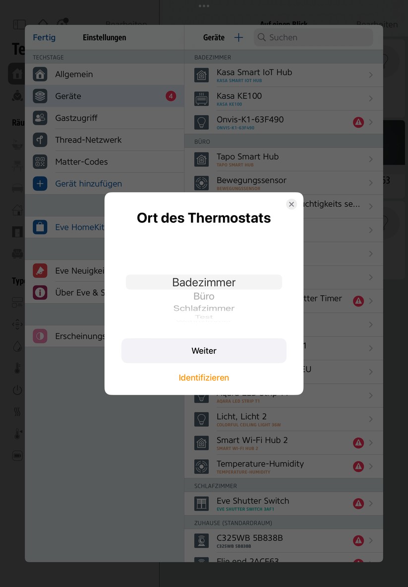 Einrichtung von Eve Thermo und Eve Thermo Control