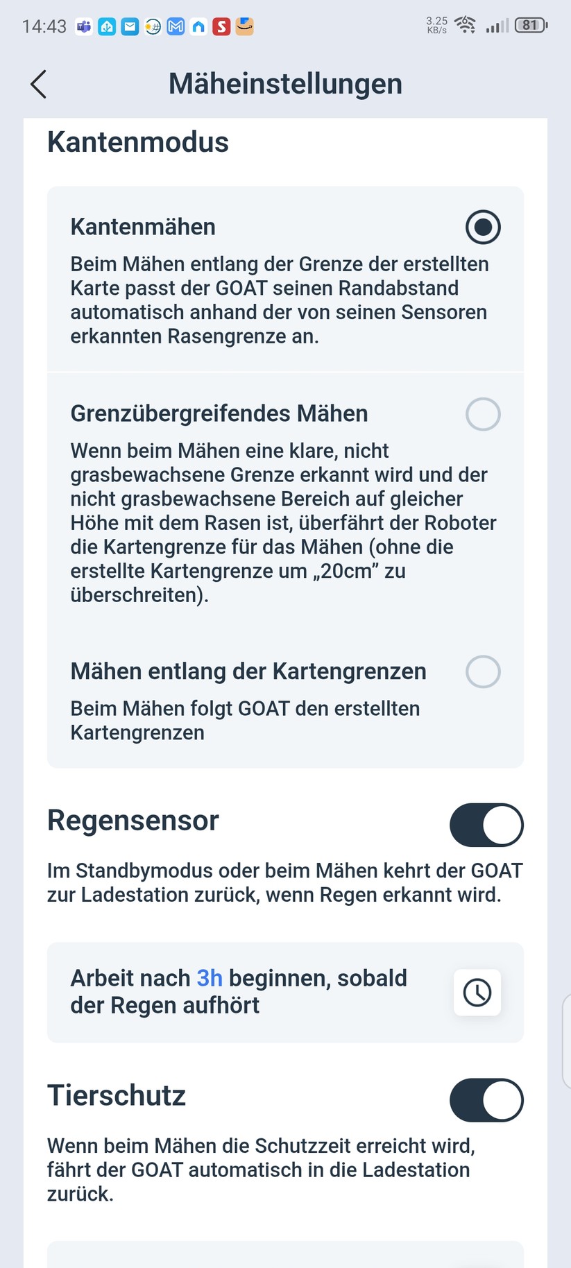  Konfiguration, Kartierung, Kamera, Laufzeit etc.