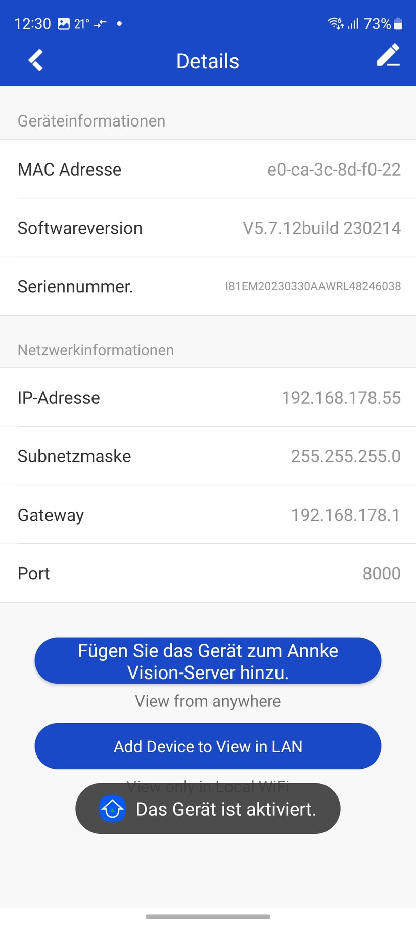 Annke NCPT500: Einrichtung mit App