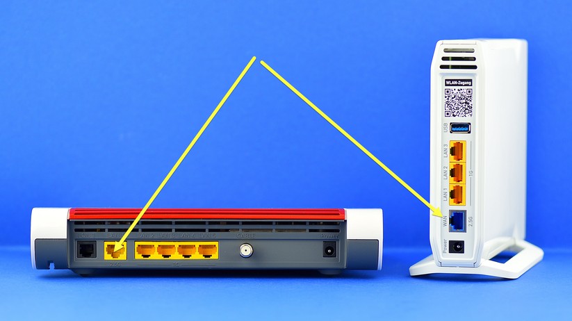 So lange wir die beiden 2,5-Gigabit-Anschlüsse nicht anderweitig brauchen, wären diese beiden schnellsten Ports die beste Wahl für die Verkoppelung der beiden Fritzboxen.