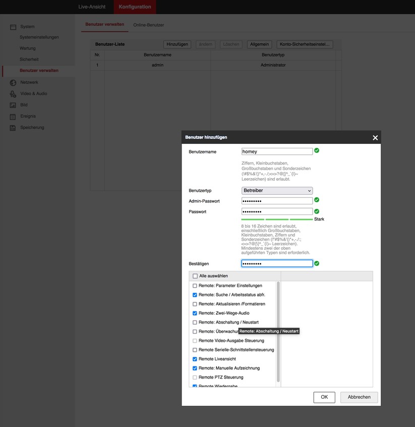 Annke NCD800 (I91BI): Einstellungsmöglichkeiten mit Browser