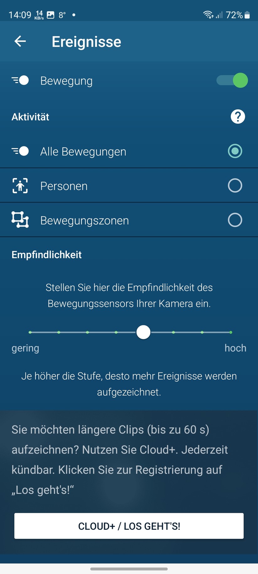 Bosch Eyes Innenkamera II: App, Einrichtung
