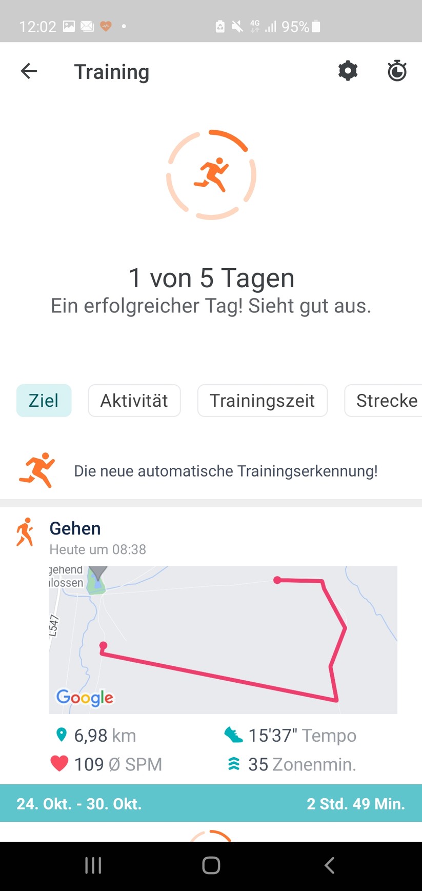 Training in der Fitbit App