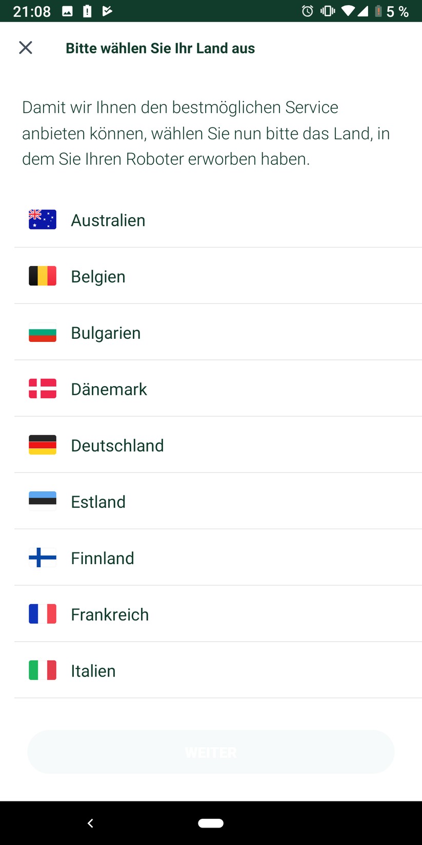 Auswahl der Region …