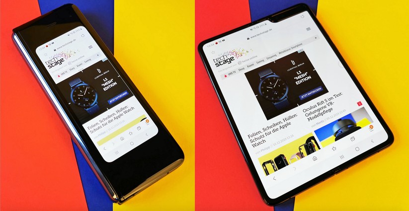 Samsung Galaxy Fold: Zu- und aufgeklappt.