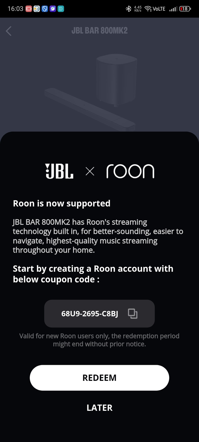 Die Einrichtung der Soundbar erfolgt mit der App JBL One