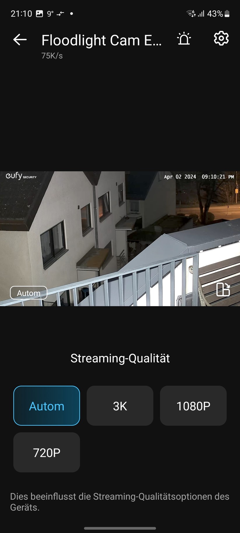 Eufy Floodlight Cam E340: Aufnahmen