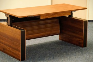 Höhenverstellbarer Vernal-Schreibtisch im Test: Chefschreibtisch mit Sichtschutz