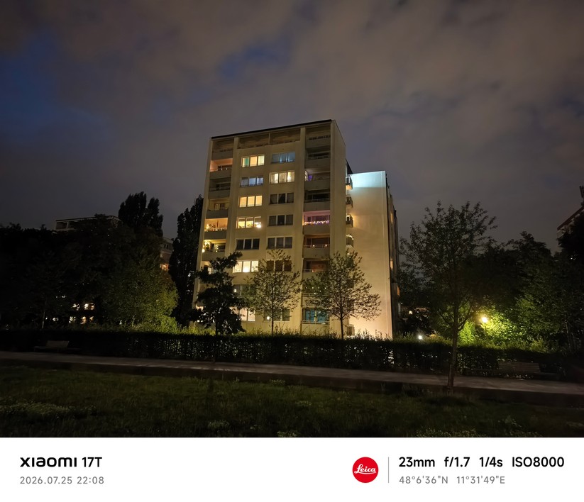 Xiaomi 17T: Hauptkamera bei Nacht