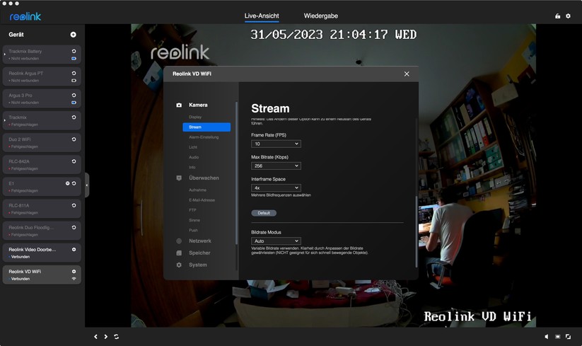 Reolink Video Doorbell WiFi/PoE: Desktop-App