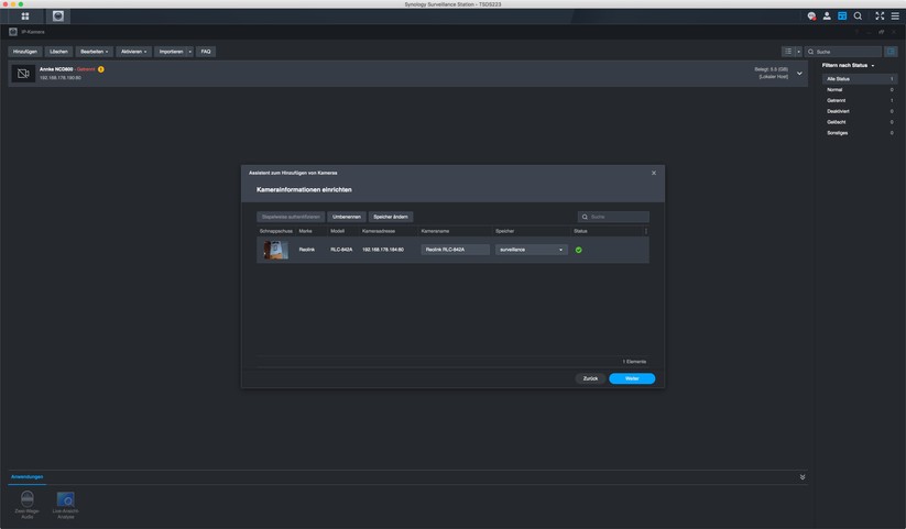 Synology Surveillance Station auf DS223