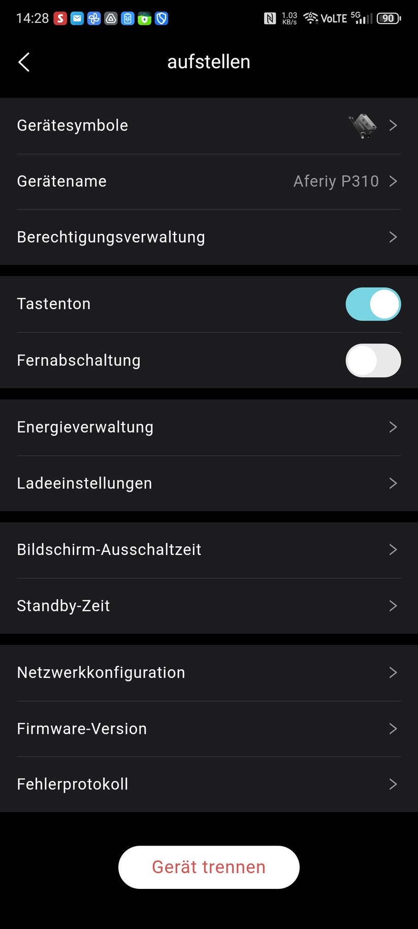 Mit der App Bright EMS lässt sich die leistungsfähige Aferiy-Powerstation P310 bedienen. Historische Daten zu Lade- und Entladevorgängen bietet sie allerdings nicht. Zudem sind einige Übersetzungen fehlerhaft.