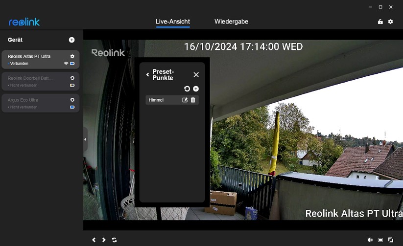 Desktop-Anwendung für Reolink Altas PT Ultra: PTZ-Überwachungskamera mit 4K, Wi-Fi 6, Akku, farbiger Nachtsicht und kontinuierlicher Aufnahme
