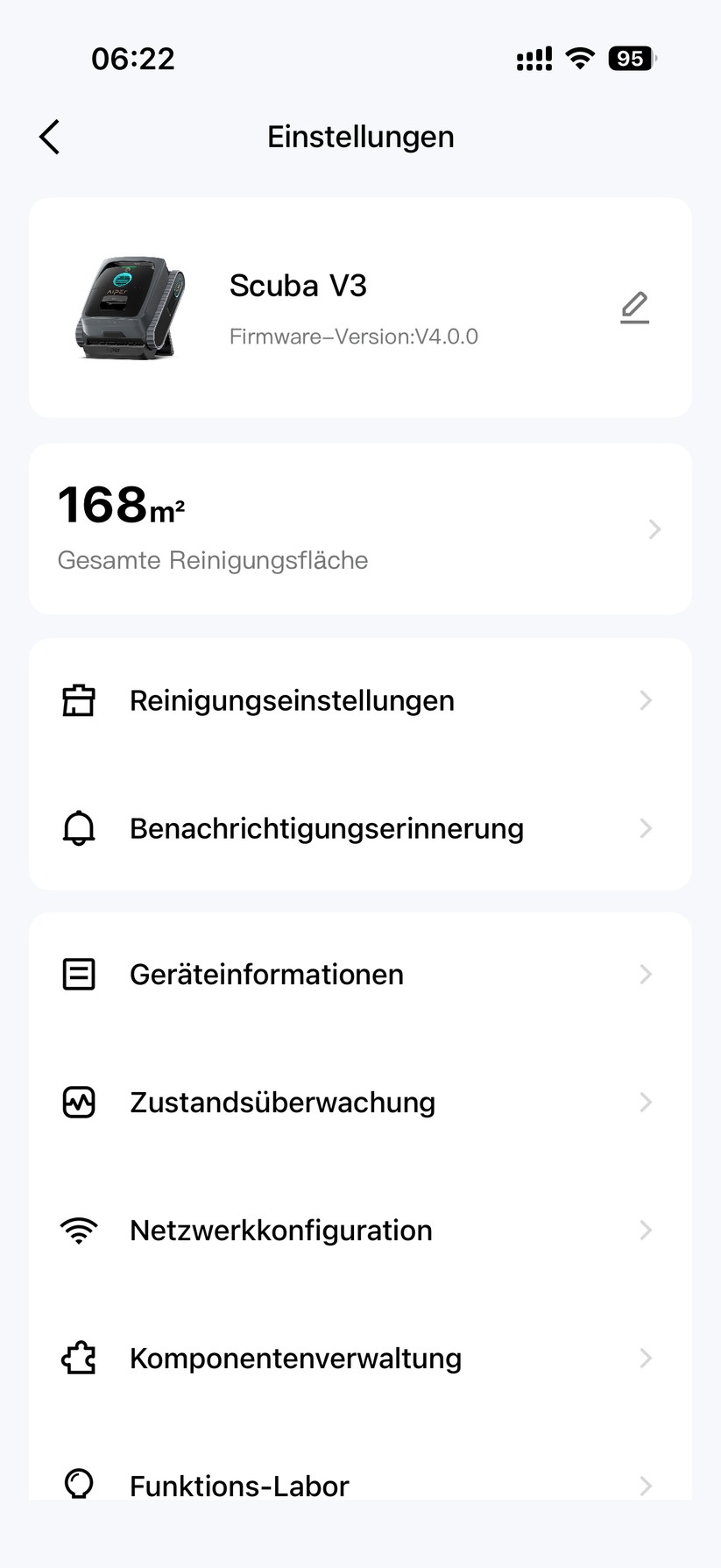 Aiper Scuba V3: App-Screenshots