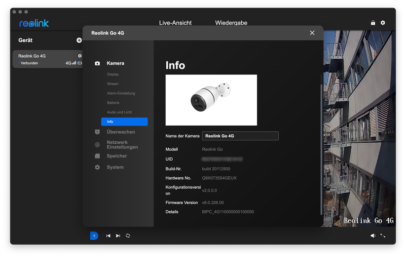 Reolink Go 4G/LTE: Desktop-Anwendung