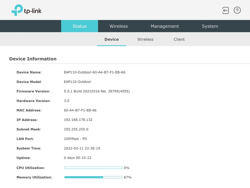 TP-Link EAP110 Outdoor N300 - Konfiguration