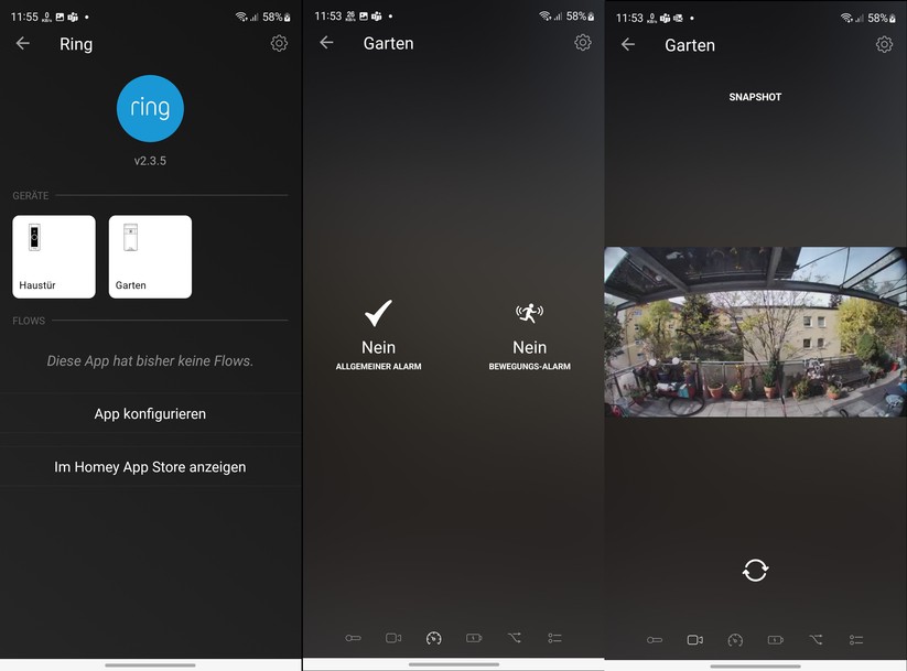 Ring Floodlight Cam Wired Plus: Dank einer Community-App lassen sich Ring-Kameras in Homey Pro einbinden.