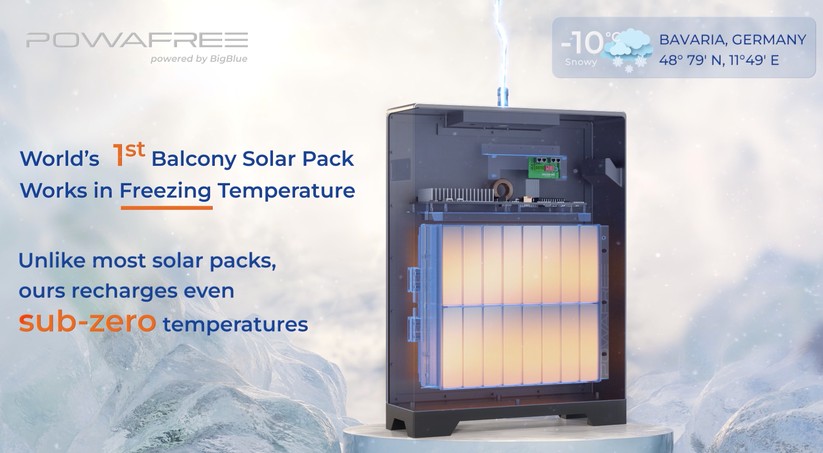  Der Solarspeicher für Balkonkraftwerke ist wetterfest nach IP65 und kann auch bei Minustemperaturen be- und entladen werden.  