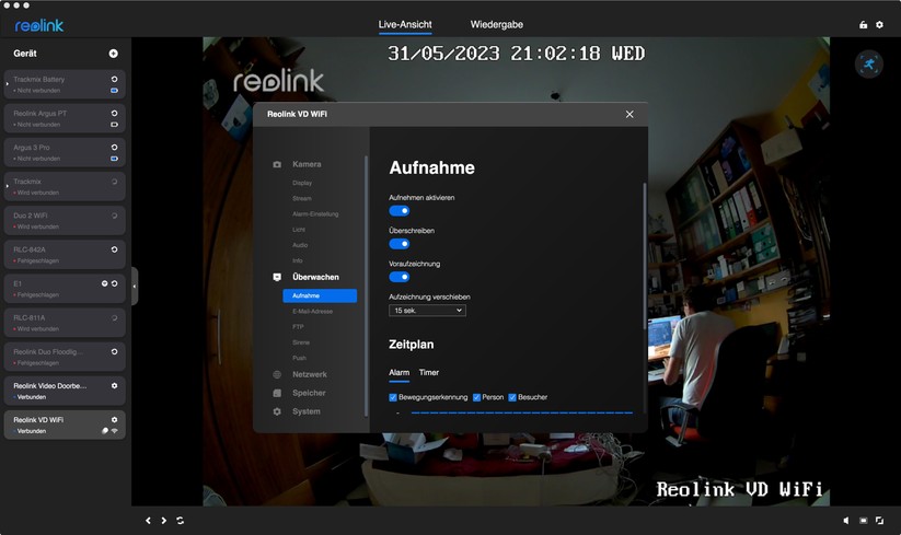 Reolink Video Doorbell WiFi/PoE: Desktop-App