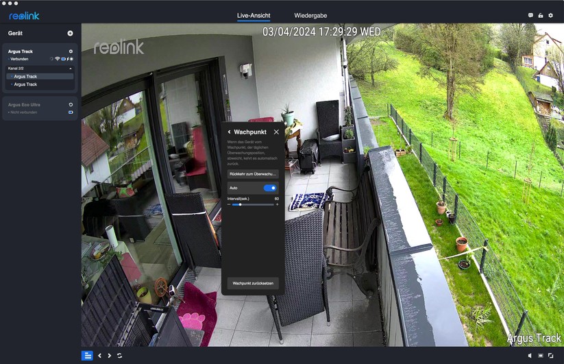 Reolink Argus Track: Konfiguration mit Desktop-App