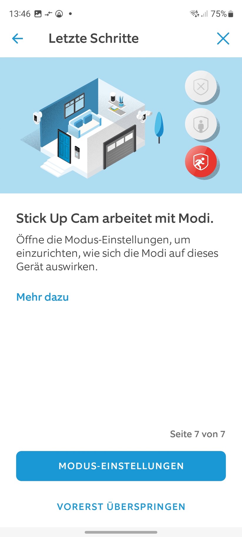 Ring Stick Up Cam Pro Akku: Die Einrichtung ist einfach und bietet viele Erläuterungen zur Kamera. Vorbildlich.