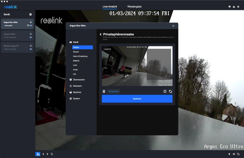 Reolink Argus Eco Ultra: Einstellungen mit Desktop-App