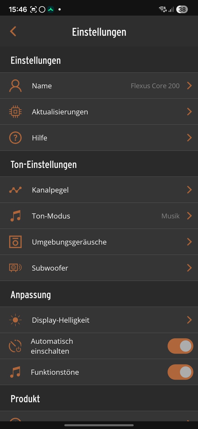 Die Klipsch Connect Plus-App verbindet sich per Bluetooth mit der Soundbar und ermöglicht Zugriff auf Funktionen wie Klangmodi, Pegel, Dialog-Anhebung sowie einen einfachen Equalizer.