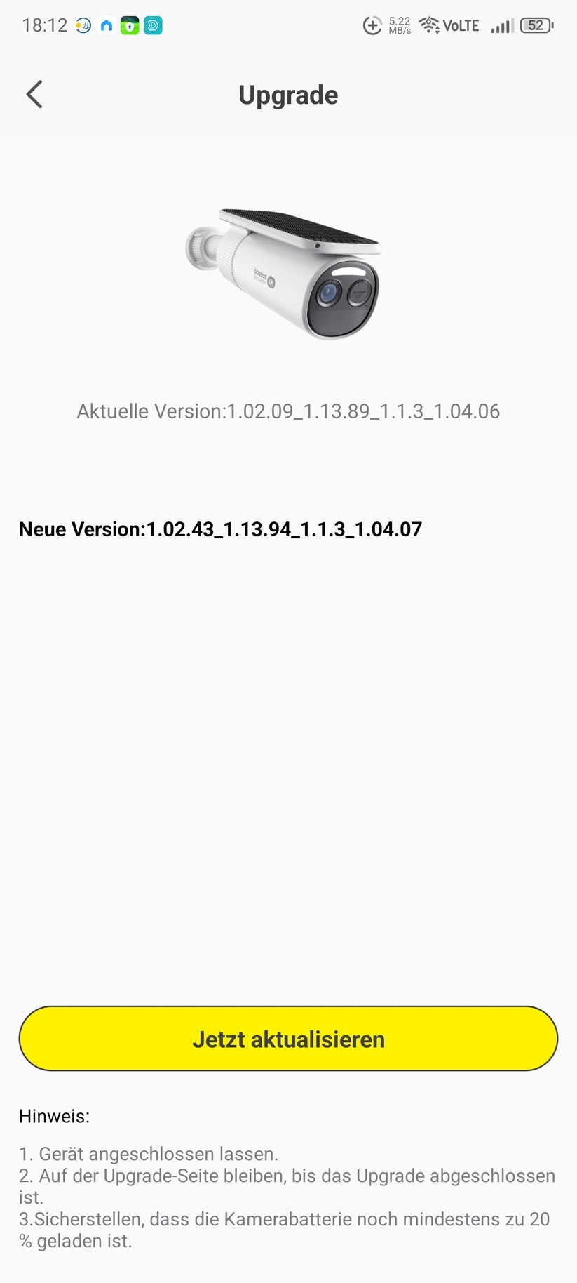Die Inbetriebnahme der Überwachungskamera erfolgt mit der App Baseus Security