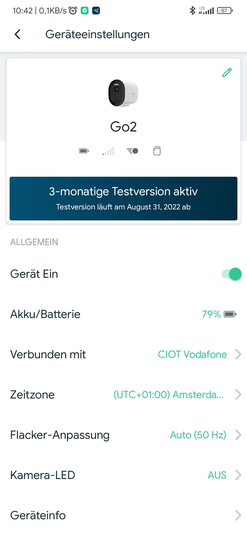 Arlo Go 2: Einstellungen