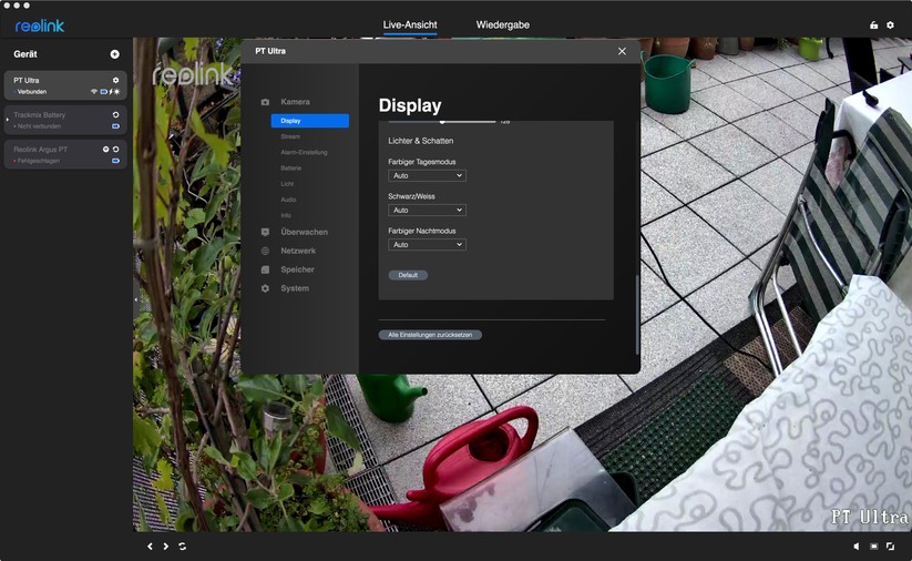 Reolink Argus PT Ultra: Einstellungen mit Desktop-App