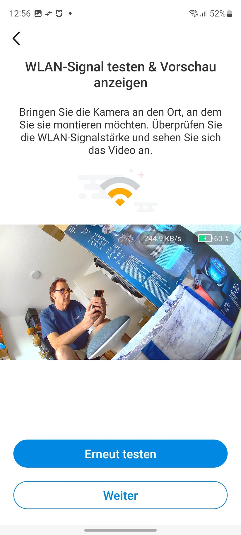 TP-Link C425: Das Set-up der Überwachungskamera erfolgt mit der Tapo-App, für die allerdings ein Konto erforderlich ist. Die App informiert dabei nicht nur die Funktionen der C425, sondern gibt auch Tipps zum Aufstellort.